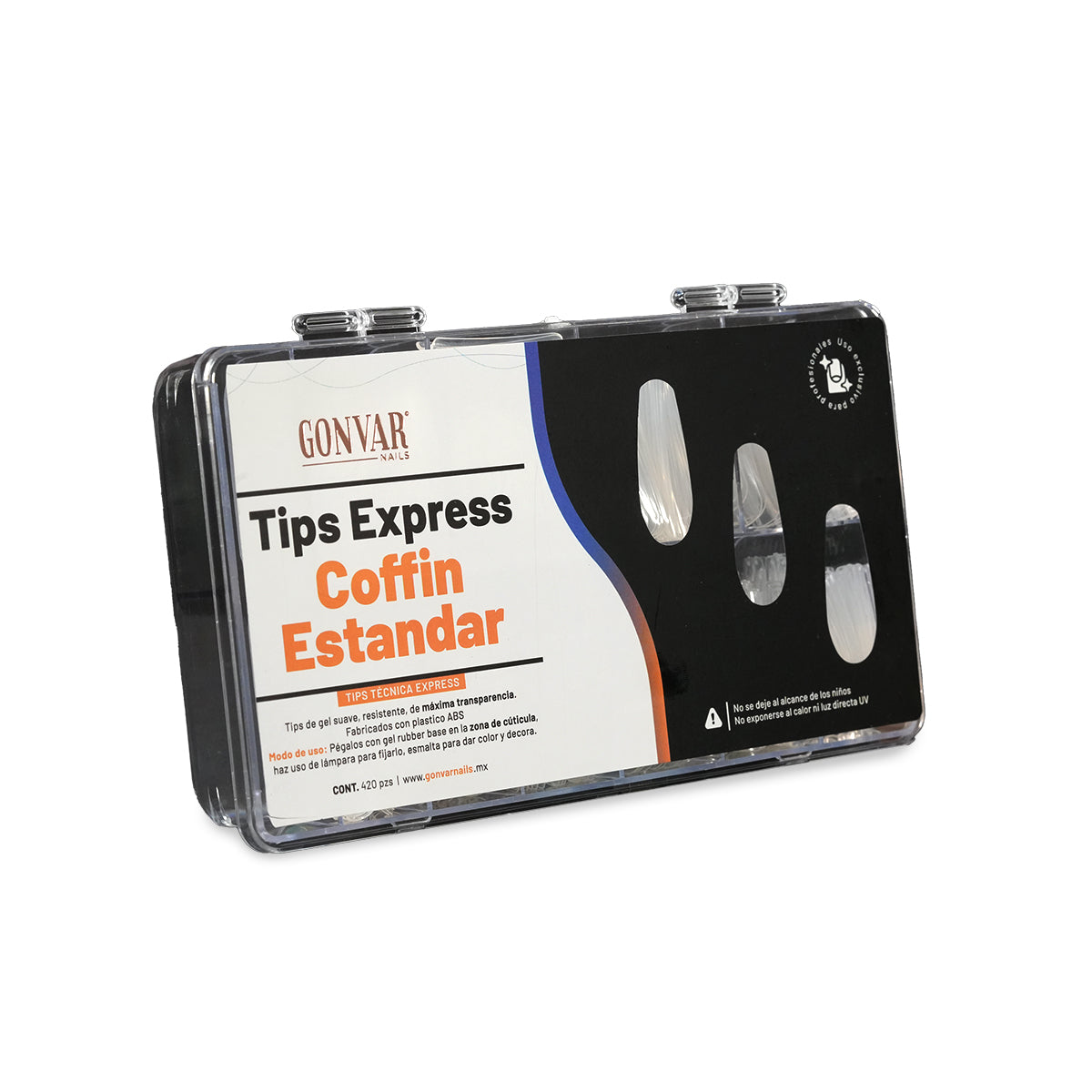 Tips Soft Gel | Coffin Estándar Express | Cristal