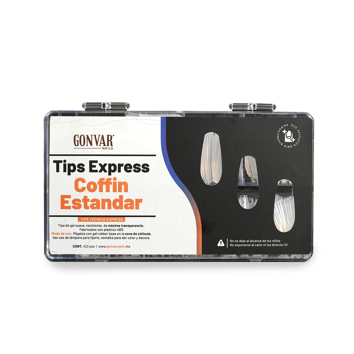 Tips Soft Gel | Coffin Estándar Express | Cristal